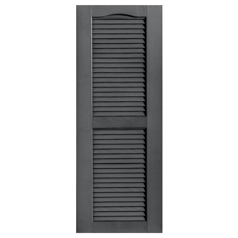 Paire de volets à persiennes cathédrale personnalisés ouverts, H 31 po x l 18 po x P 1 po, Gris