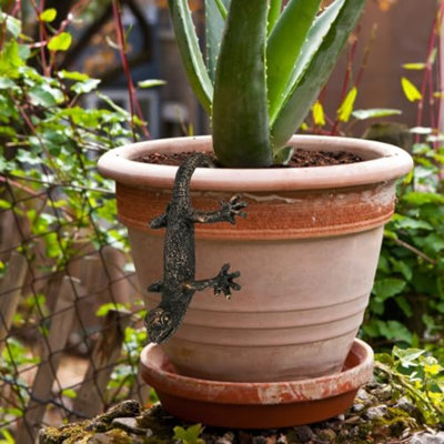 Gecko plantes cintre pot pot de fleurs décorations pot de résine en résine Statue sculptures lézard escalade Figurine pour jardin fée extérieure clôture de jardin pelouse Gecko ornements décoration de bureau à domicile
