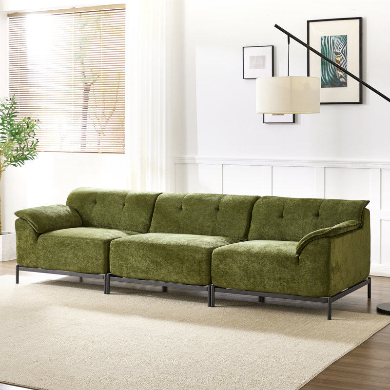 Canapé modulaire rembourré 3 personnes Modern Chenille, Vert