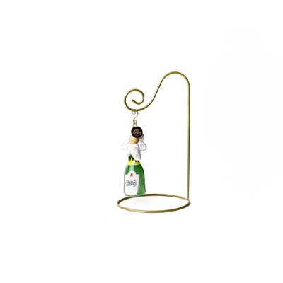 Ornement champagne avec support doré