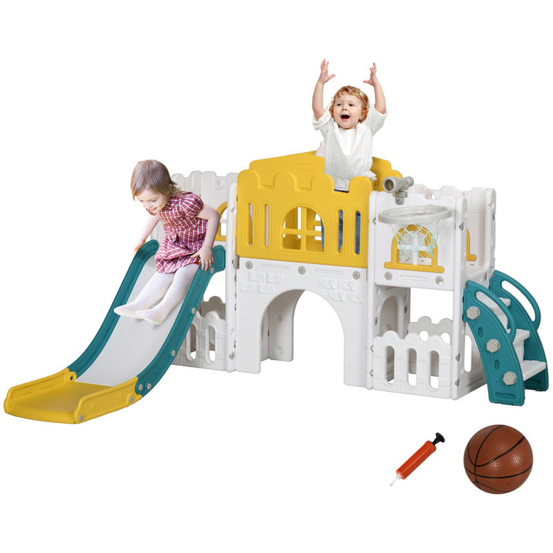 AIYAPLAY Kids Slide 9 in 1 Toddler Slide Indoor Use Age 1-3 Years Yellow