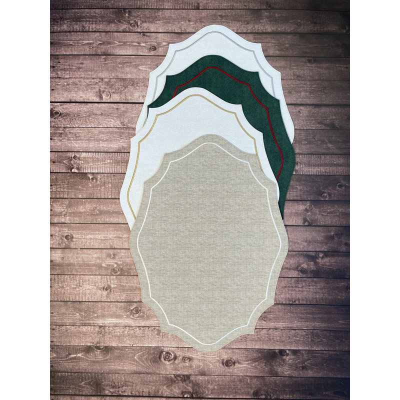 Byzantine Vinyl Embroidered Novelty Placemat, White/Gold