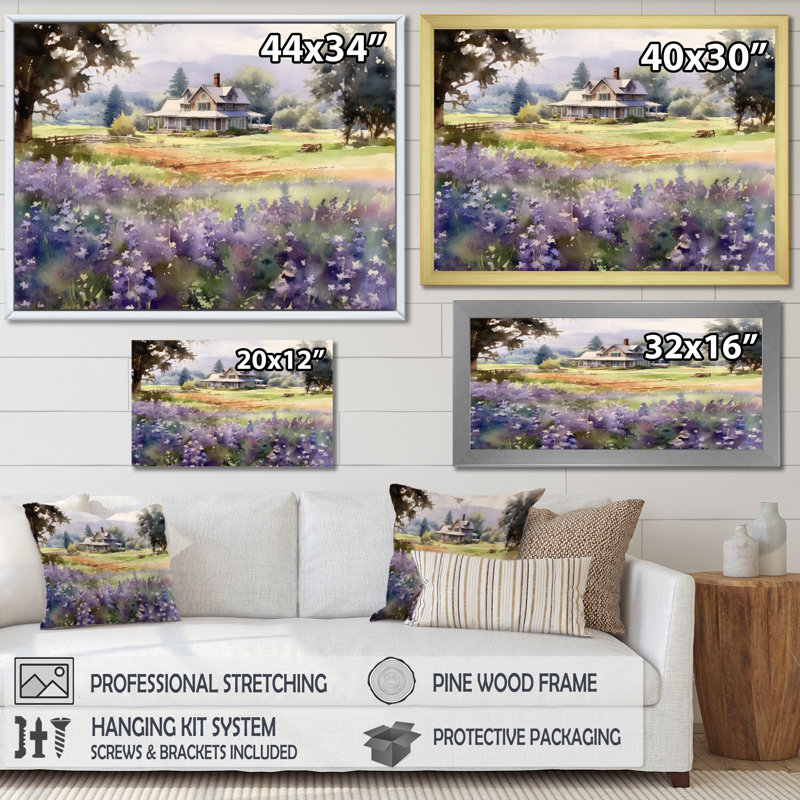 «Calming Lavender Hues IV» - art mural lavande, Toile tendue, H 30 po x l 40 po x P 1,5 po