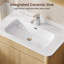 Meuble-lavabo autoportant simple Fredson de 30 po avec lavabo en céramique en forme d'arc, pieds en bois massif, portes à fermeture en douceur et rangement intérieur réglable, assemblage facile, chêne naturel