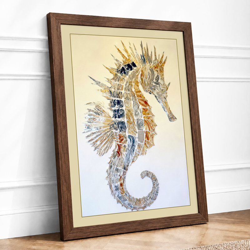 Ornamental Seahorse Boho - Print, A3 - 42.0 x 29.7 cm, Walnut