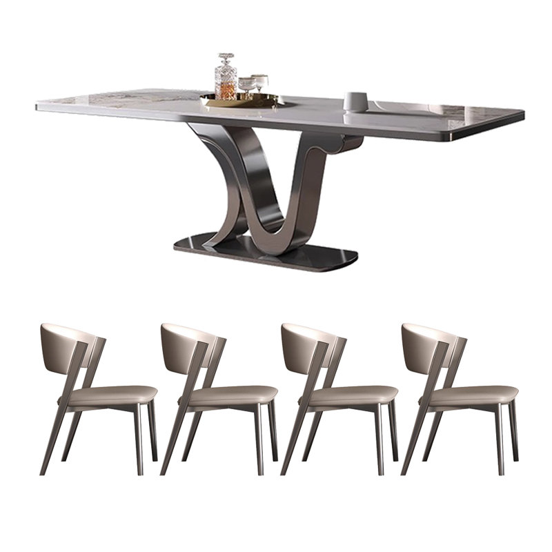 Table et chaise de luxe domestique, Blanc / brun, H 29,5 po x L 55,1 po x l 31,4 po