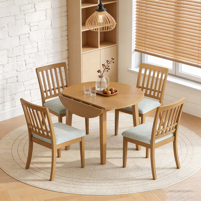 Table de salle à manger extensible ronde pour 2 à 4 personnes, Marron clair