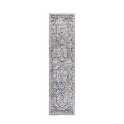 2x8 Blue/cream/ Area Rug - Non-shedding, Stain , Easy Maintenance For Nursery, Home Office, Dining Room Stylish Study, Office