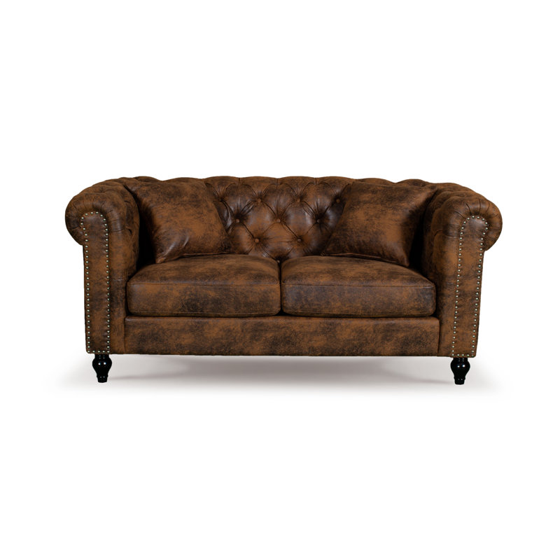 Camden Calio Chesterfield Sofa, 2, Millings Brown Faux Leather