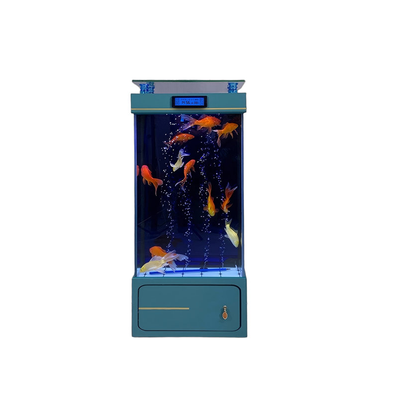 Aquarium de luxe 19,69 po, Transparent/bleu, 52.83 Gallon (53.54"H x 19.69"W x 15.75"D)