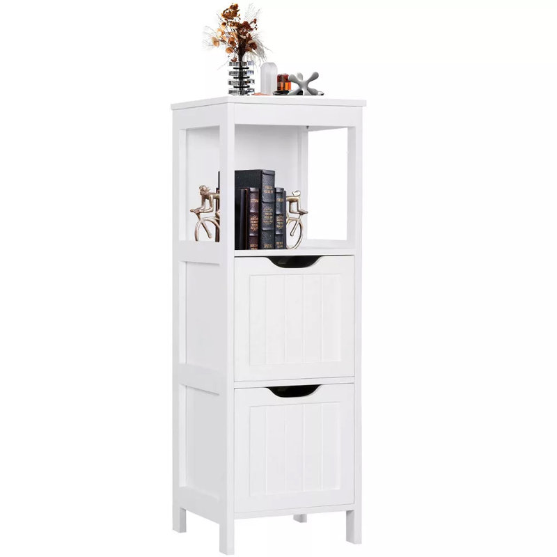 Armoire de salle de bain avec 4 tiroirs, rangement en bois pour salle de bain, chambre à coucher ou bureau, blanc