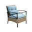 Mobilier d'extérieur bleu pour patio - Ensemble de salle à manger modulaire 4 pièces avec coussins et table-1085863416