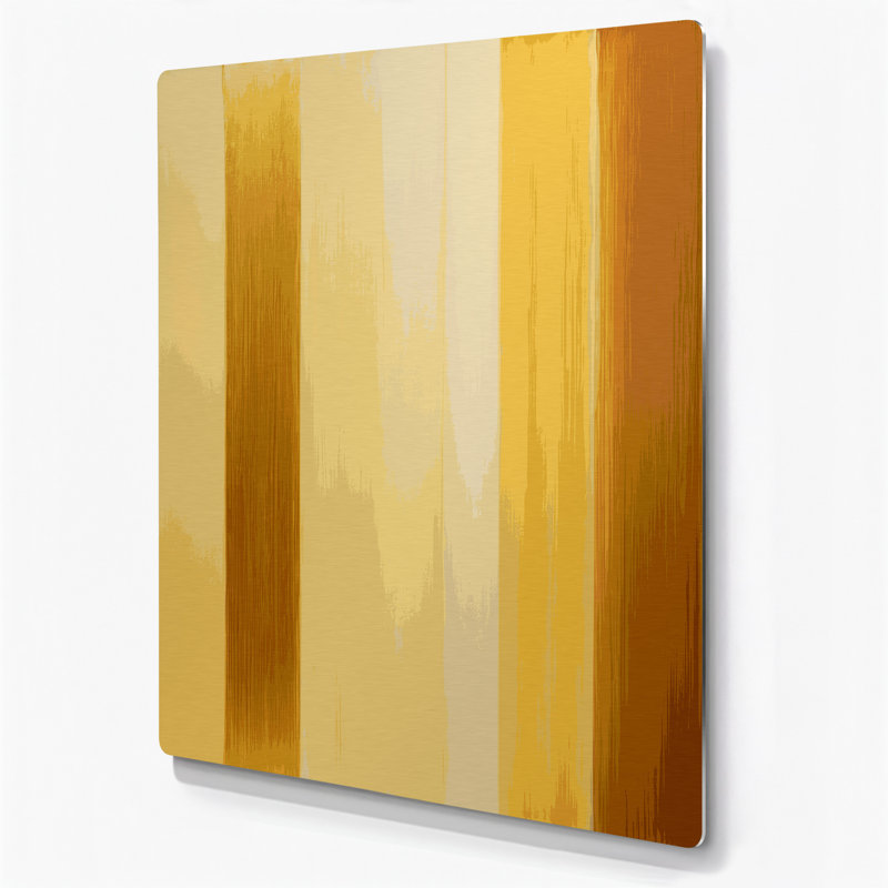 Art mural abstrait en métal jaune, H 24 po x l 36 po