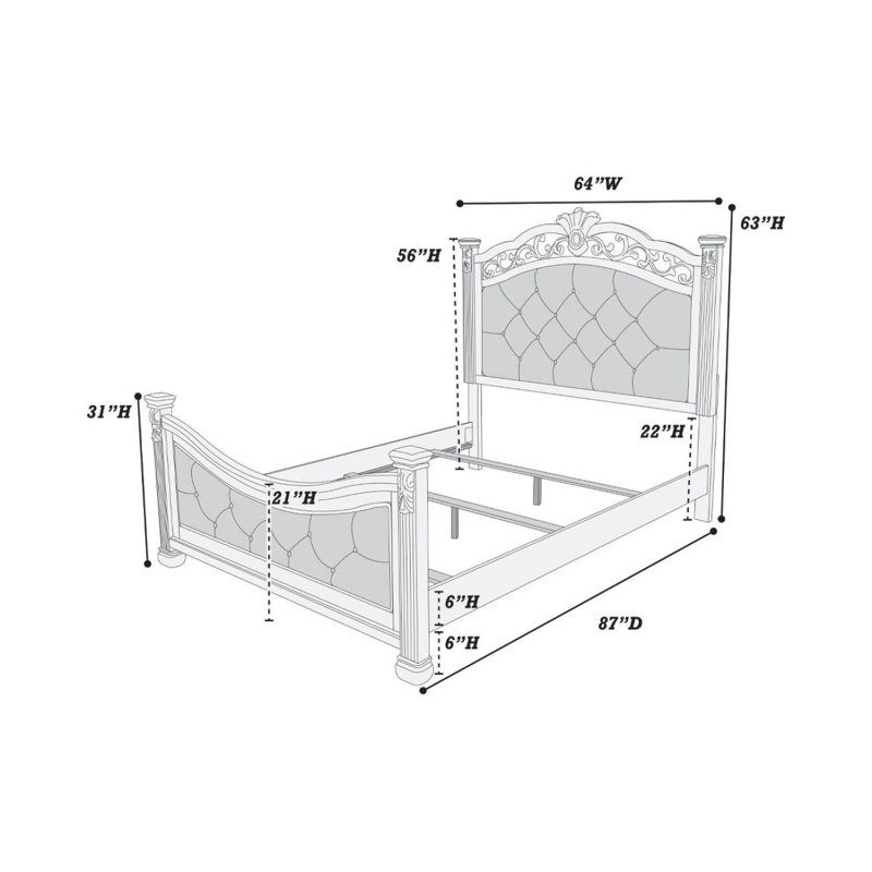 Formal Traditional Calinia Bed Frame With Headboard Tufted Platform Bed Upholstered Bed, Red, Queen