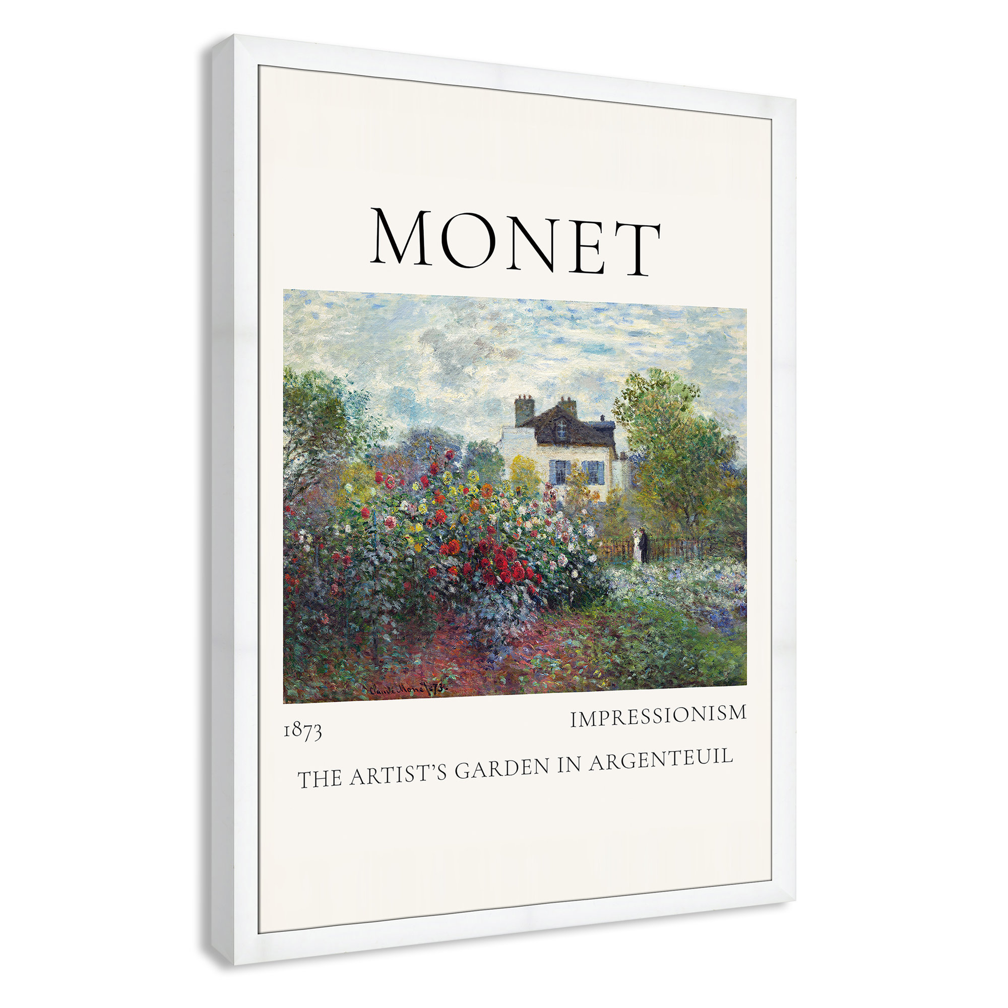 Artists Garden in Argenteuil Print by Claude Monet, No, White Single Picture Frame, 49" H x 35" W x 1.25" D