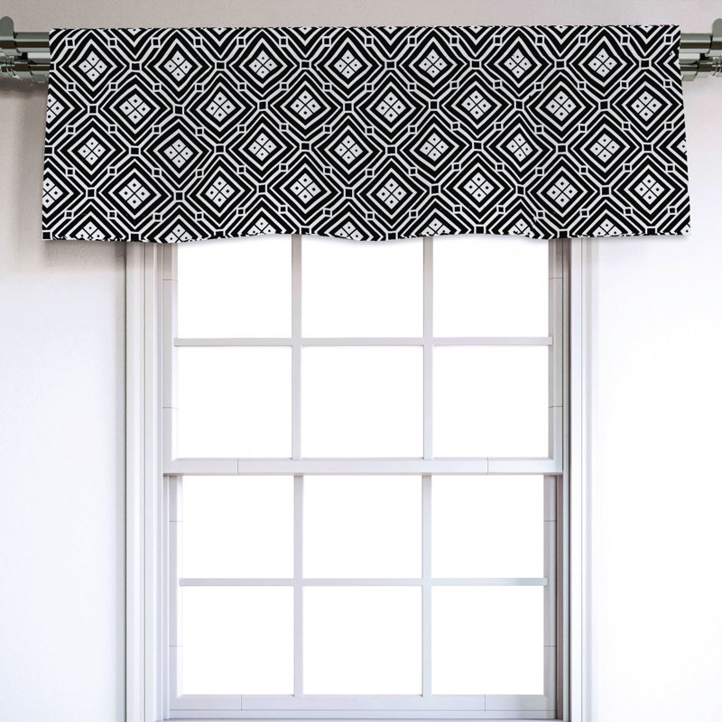 Sateen Geometric Ruffled Window Valance
