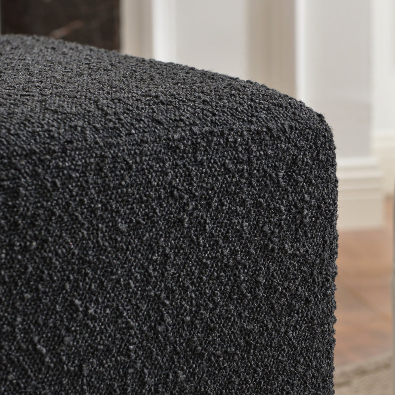 18.5" Wide Modern Square Boucle Upholstered Ottoman, Black