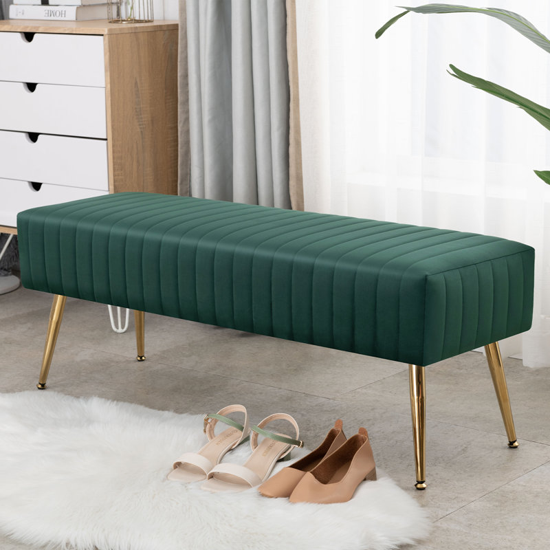 Rodjanae Velvet with Upholstery Bench, Dark Green