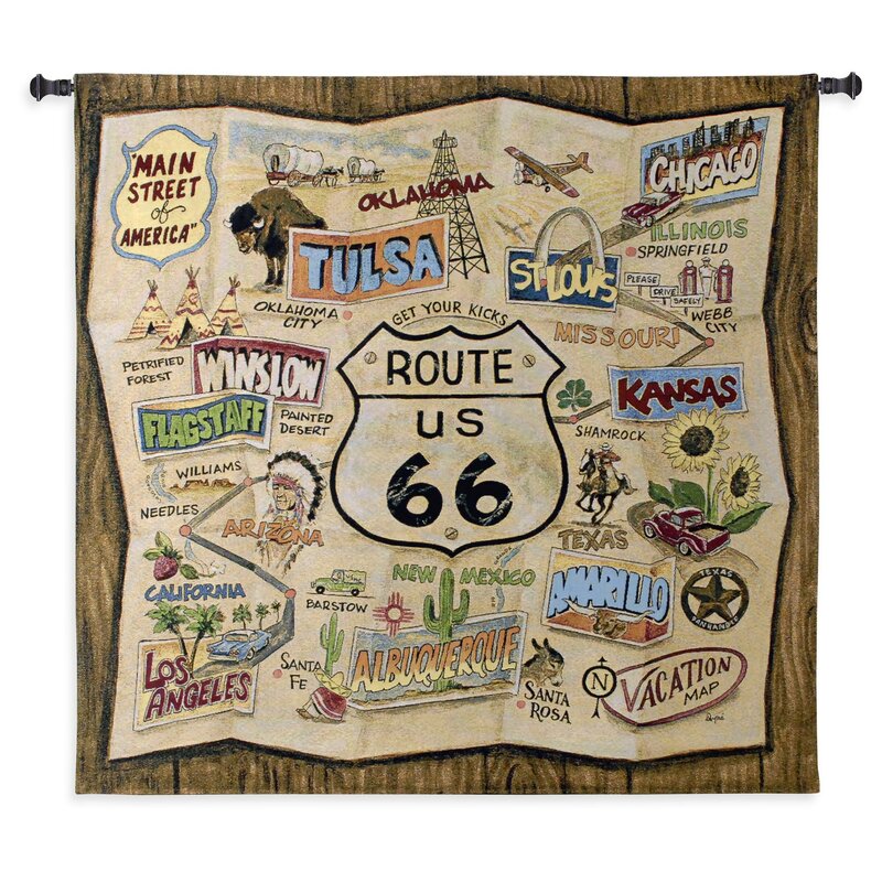 Route 66 Wall Hanging - Loom Woven Cotton Tapestry