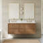 Ensemble de meuble-lavabo mural double 60 po en noyer grillé Isola-134530947-134530949