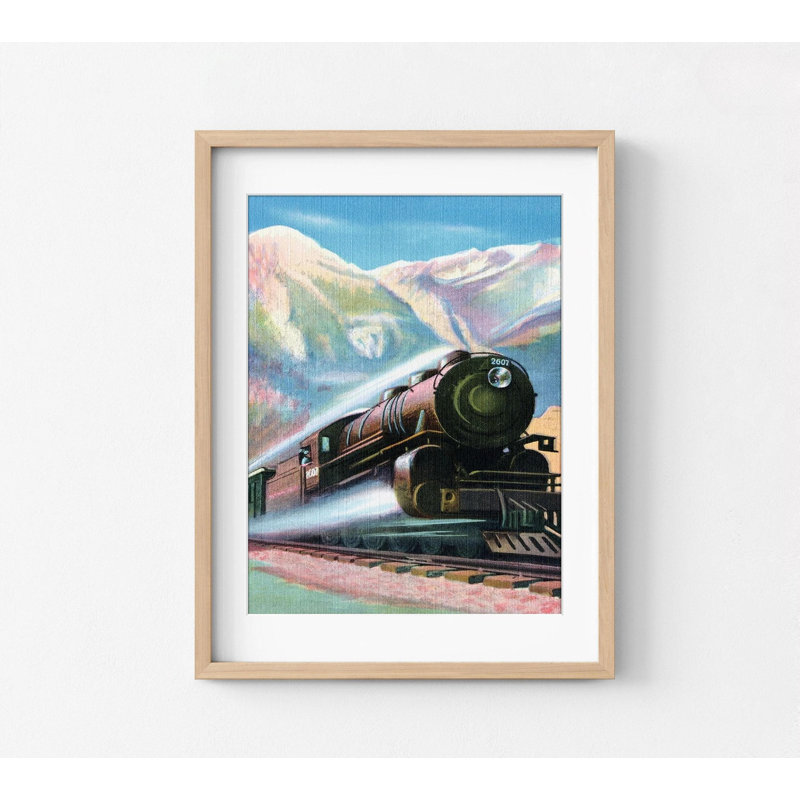 Affiche de la collection Kushmita Train, Tanné, H 18 po x l 24 po, Reproduction encadrée avec passe-partout blanc