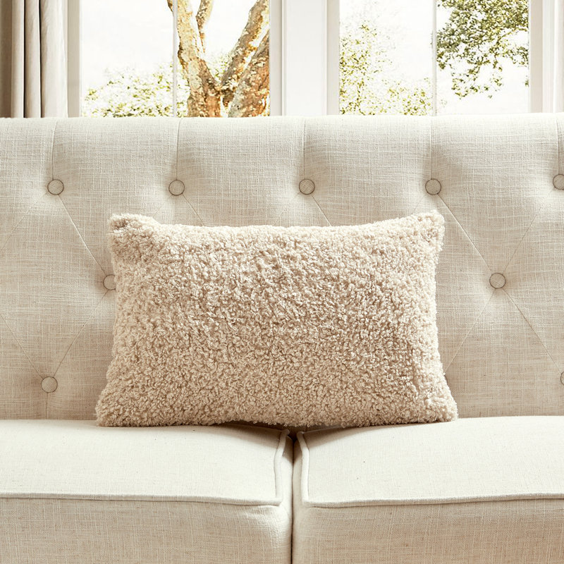 FRENCH BOUCLE Throw Pillow, Feather, Beige