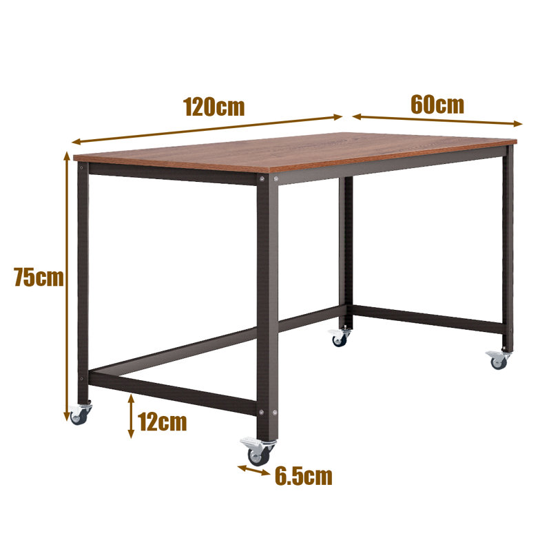 Metal Base Writing Desk, Brown/Dark Grey