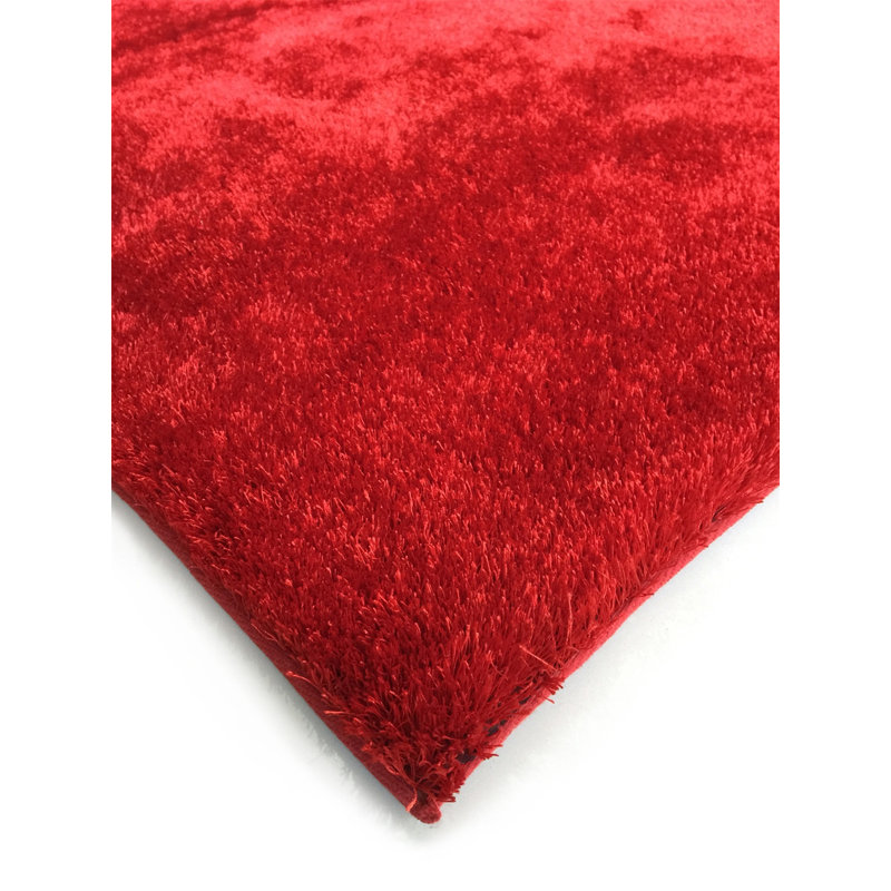 Tapis rouge touffeté à la main Hargett, Rectangle 5 pi x 7 pi