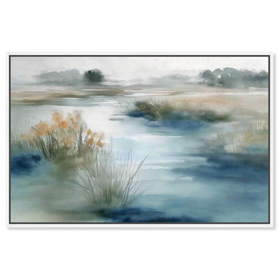 Hazy River II Landscape Art Canvas Print by Art Remedy