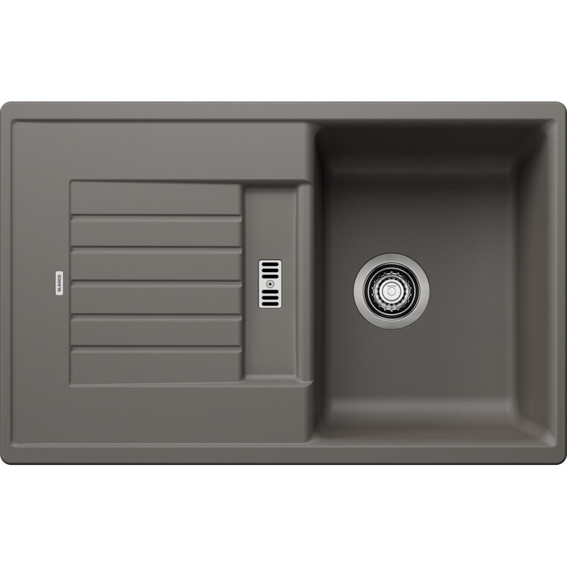 Zia Single Bowl Inset Kitchen Sink, Volcano Grey, 202mm H x 500mm W x 780mm L