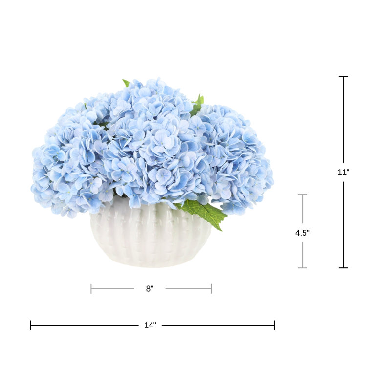 Hydrangeas Arranged in Decorative Ceramic Pot, Blue