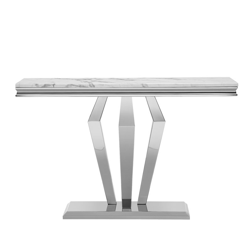Bomen 46.85'' Console Table, White, Silver