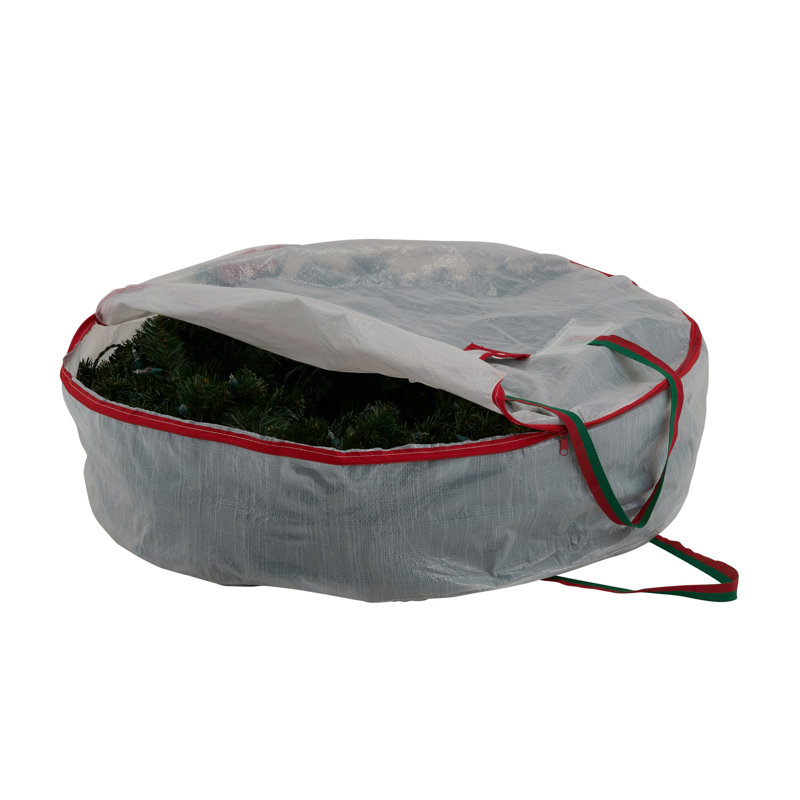 Sac de rangement pour couronne de 30 pouces avec poignées et étiquette réutilisable, H 8 po x l 30 po x P 30 po