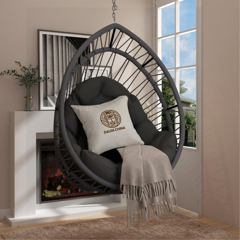 Chaise suspendue en PE pour l'extérieur, Gris foncé, Gris foncé