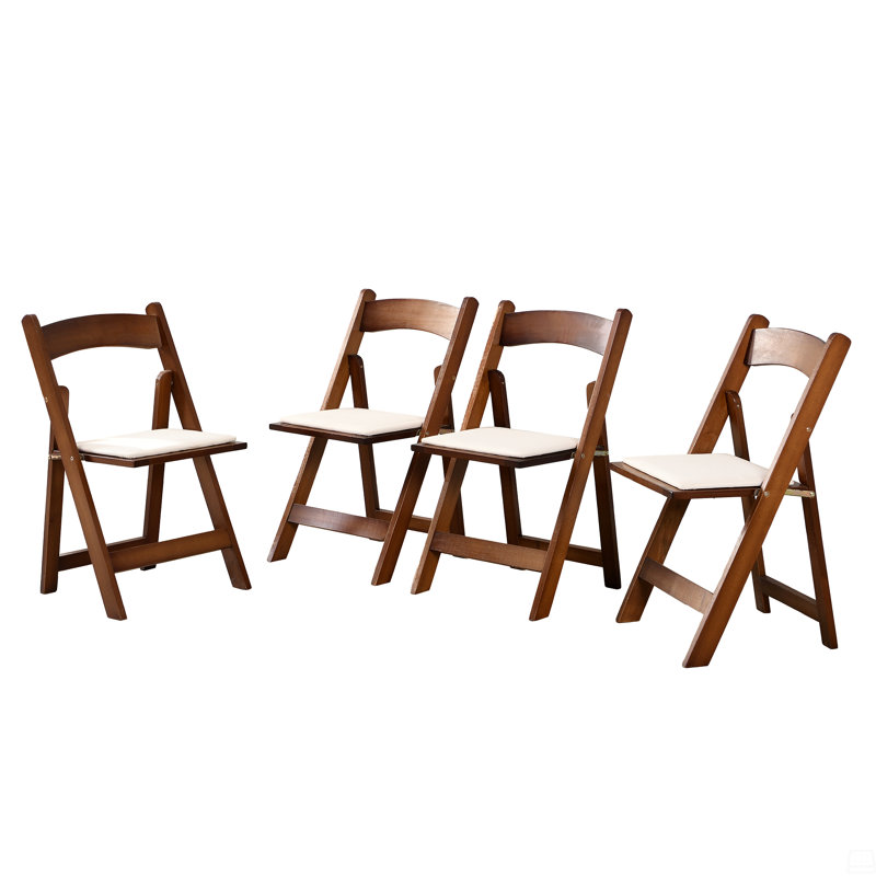 Chaise pliante rembourrée, peu encombrante, facile à transporter, 4 pièces, Noyer naturel