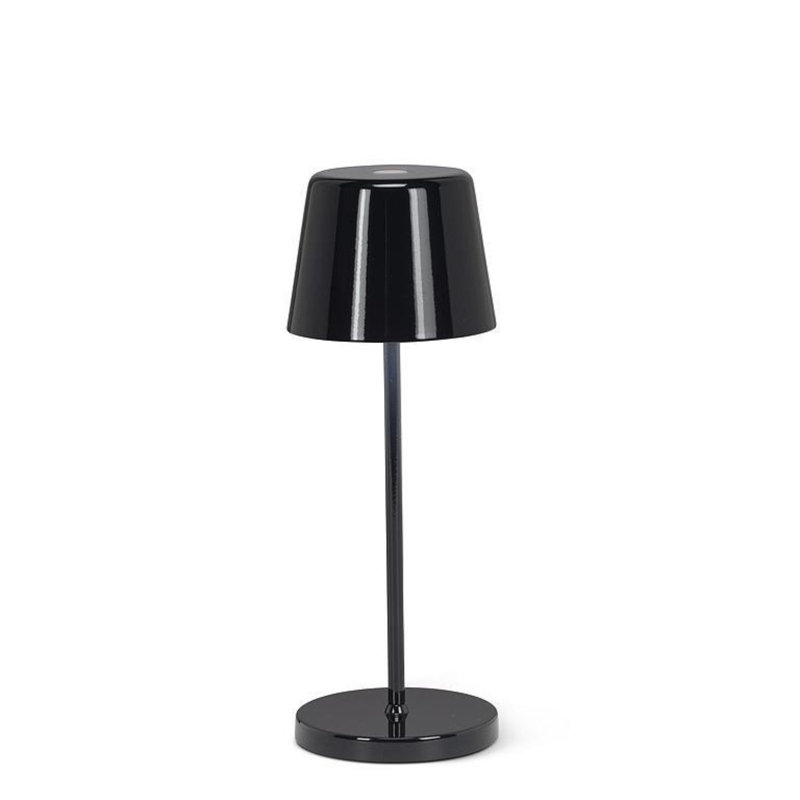 Lampe de table en forme de cloche à DEL Abbott Crosby, rechargeable avec luminosité à intensité variable, accent moderne compact avec base de recharge pour bureau ou salle à manger, 8 po, noir brillant