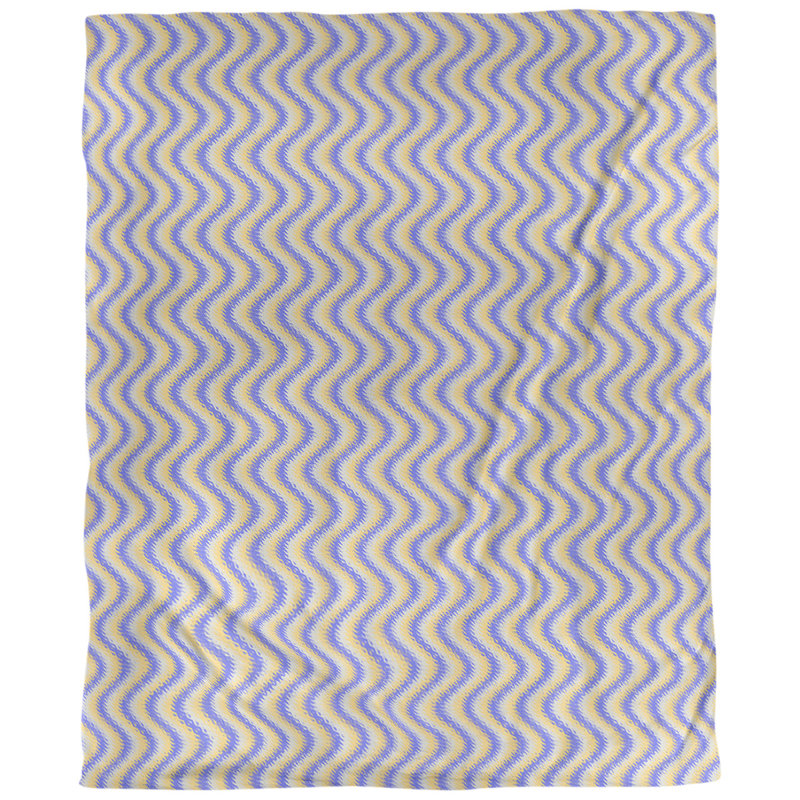 Tissu ondulé, Bleu / Jaune, L 54 po x l 36 po, Lin naturel paloma