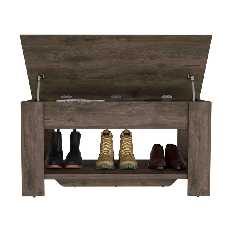 Table de rangement Austin, une tablette de table extensible, quatre pieds, tablette inférieure - chêne clair , Brun