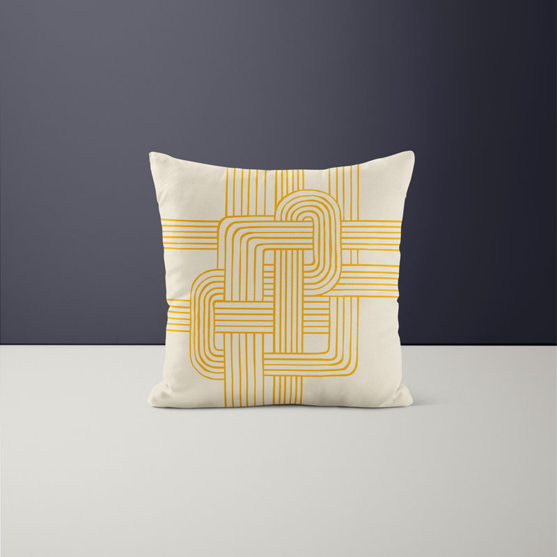 Jeté carré en polyester intérieur / extérieur, L 17 po x H 17 po, Jaune