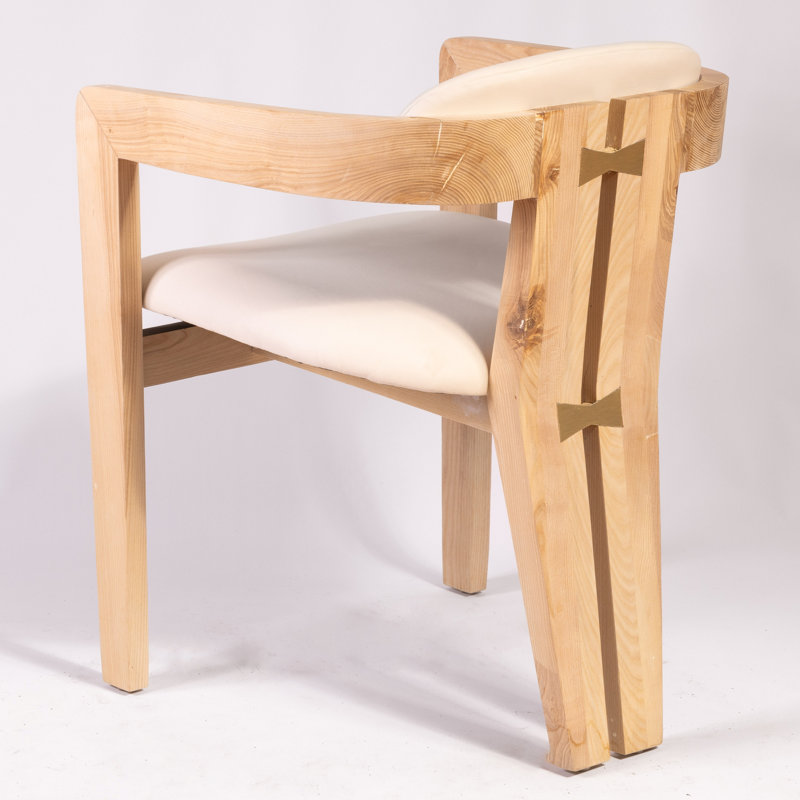 Serena Upholstered Arm Chair, White, Oak 