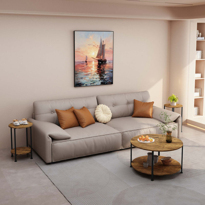 Modern Farmhouse 3-Piece Coffee Table Set with Large Storage