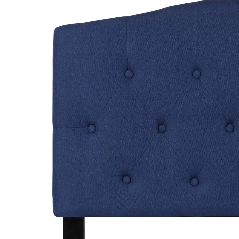Ciriaca Arched Button Tufted Upholstered Headboard, Navy, Twin