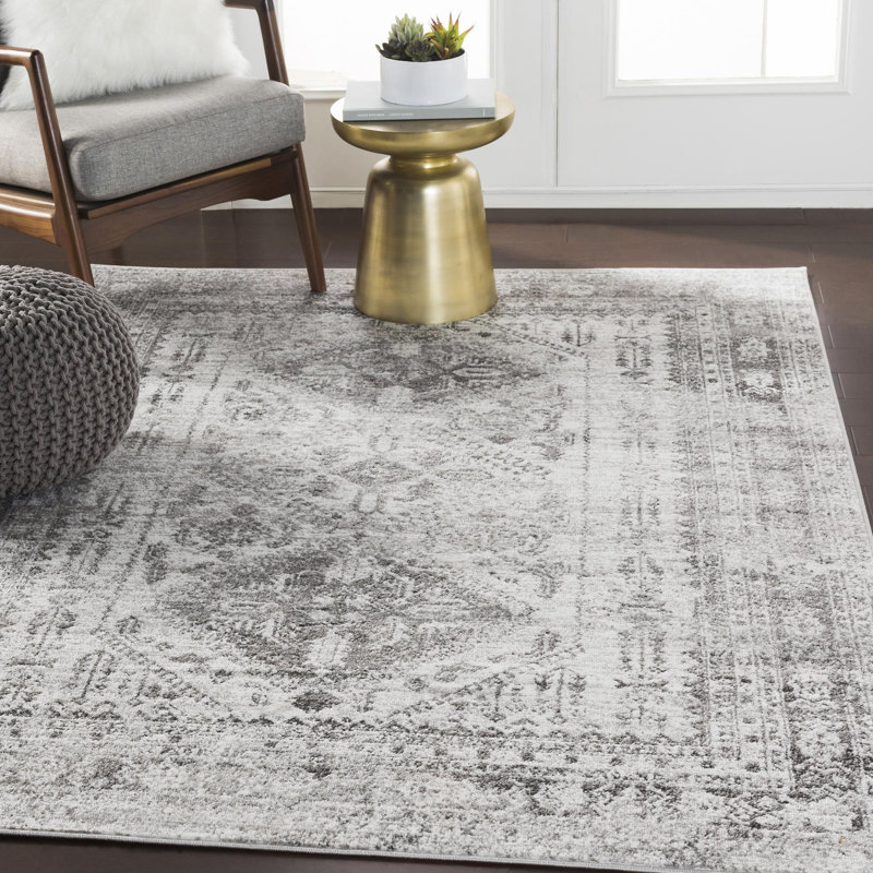 Fitz Oriental Charcoal Area Rug, Rectangle 10' x 14', Charcoal