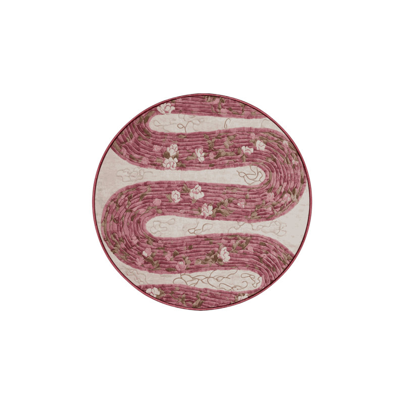 Tapis rose soyeux et moelleux, Rond 6 pi