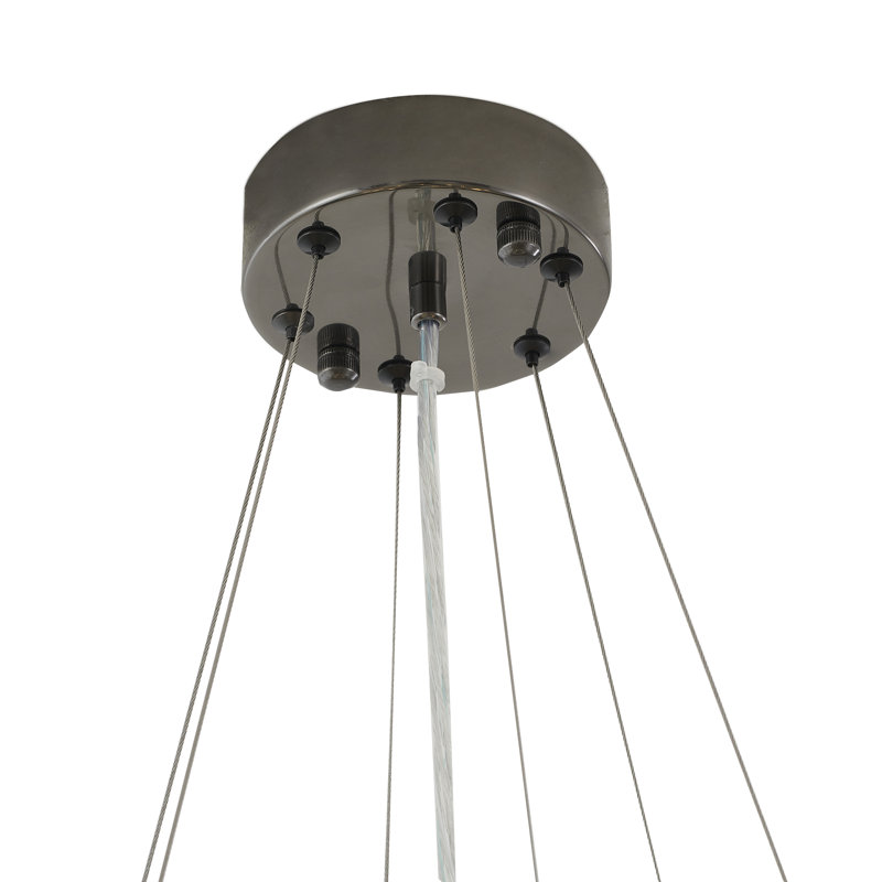 12-Light Black chandelier with clear crystals, 11.8" H x 28" W x 28" D, Matte Black