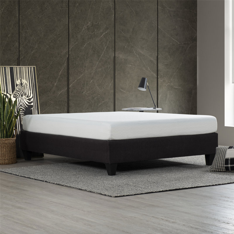 Élégant lit plateforme tapissier en lin avec structure en bois durable pour les chambres modernes et facile à assembler