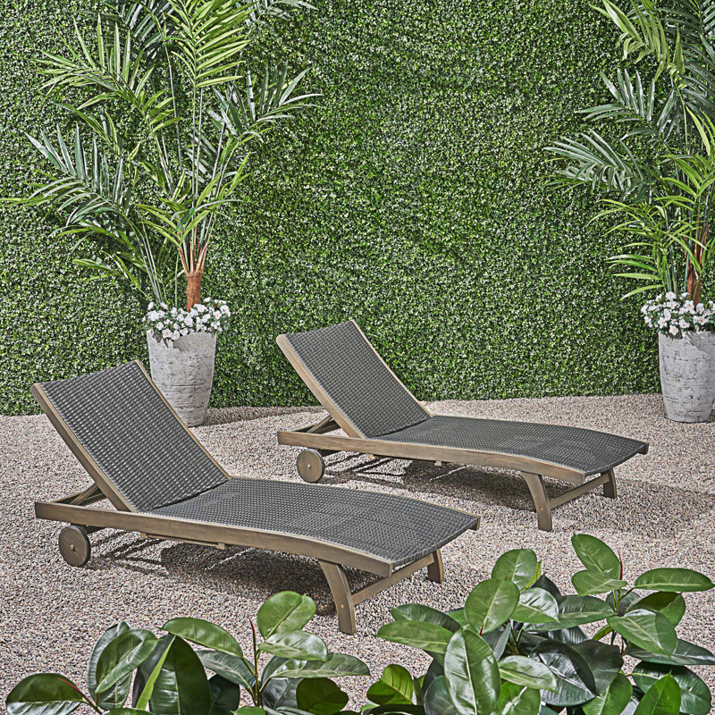 Chaise longue avec plateau coulissant, Gris