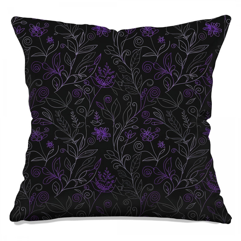 Coussins décoratifs noirs et noirs à motif floral, 18 x 18 pouces