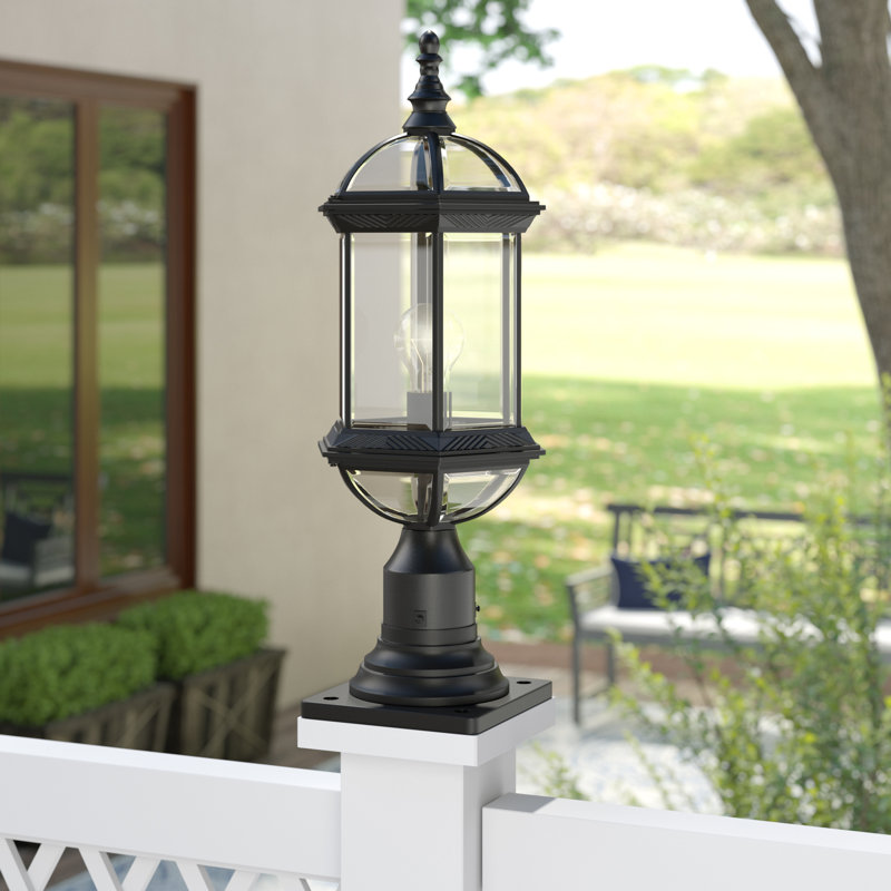 Luminaire sur mât câblé à 1 lumière H 21,5 po Polson, Noir