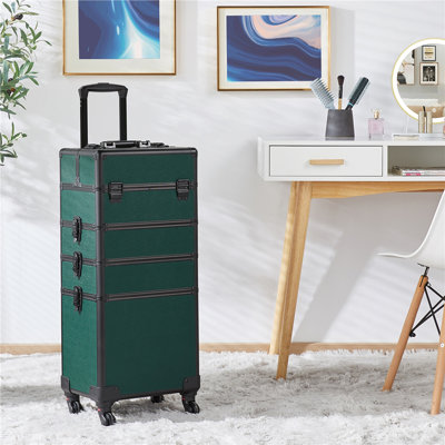 Abrams Professional Makeup Train Case 4 in 1 Rolling  Makeup Case